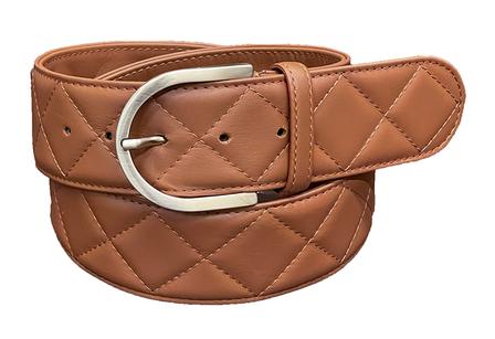 Quilted C Belt CIGAR/SILVER