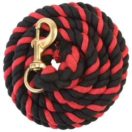 Cotton Lead Rope with Brass Plated Snap RED/BLACK