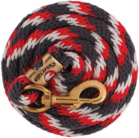 Poly Lead Rope with Brass Snap - 10' GRAPHITE/RED/WHITE