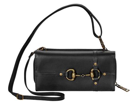 Snaffle Bit Leather Cross Body Wallet BLACK