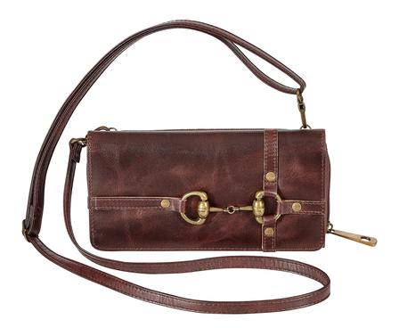 Snaffle Bit Leather Cross Body Wallet BROWN