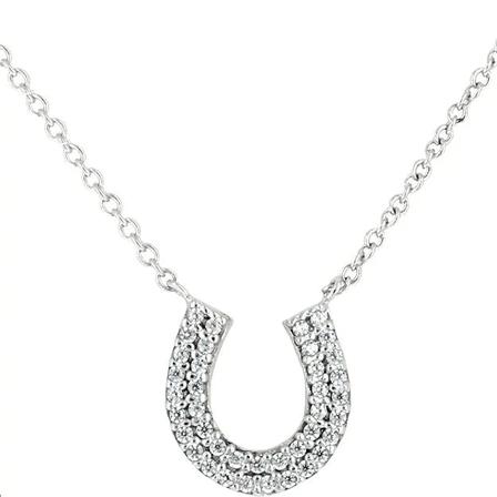 Rhodium & CZ Horseshoe Necklace