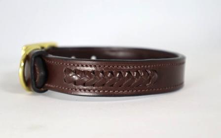 Braided Leather Dog Collar BROWN