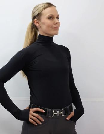 Alexa Turtleneck UV Shirt with Thumbholes BLACK