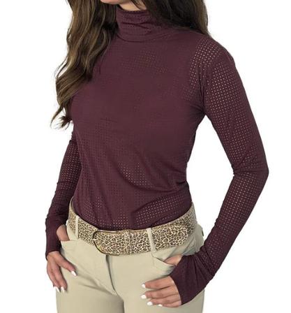 Alexa Turtleneck UV Shirt with Thumbholes BURGUNDY_AIR