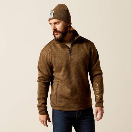 Caldwell Logo 1/4 Zip Sweater DARK_BROWN_HEATHER