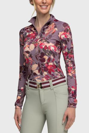 Long Sleeve 1/4 Zip - Dusty Mauve Watercolor Floral