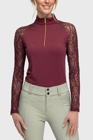 Long Sleeve Lace Raglan - Tawny Port