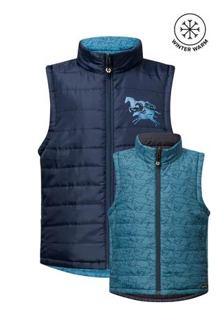 Kids Round Up Reversible Quilted Riding Vest DEWDROP_FULL_GALLOP