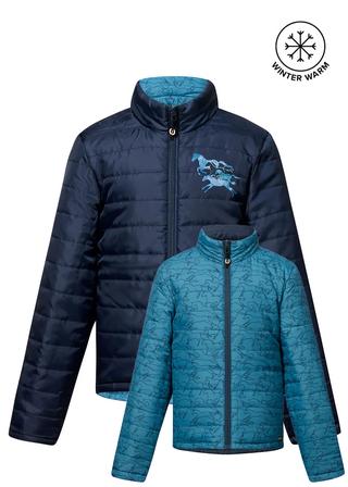 Kids Round Up Reversible Quilted Riding Jacket DEWDROP_FULL_GALLOP