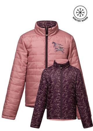 Kids Round Up Reversible Quilted Riding Jacket VINEYARD_FULL_GALLOP