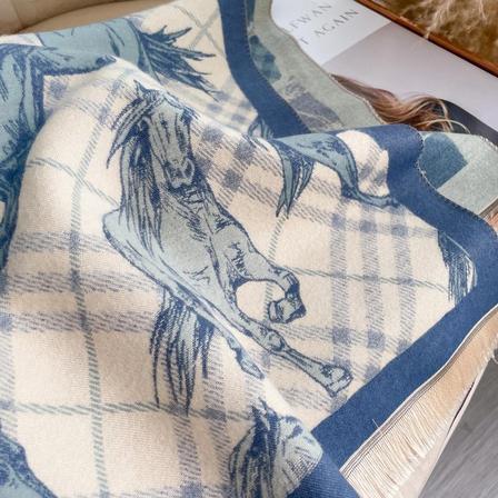 Wild Horses Reversible Wrap BLUE/WHITE