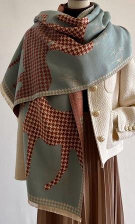 Tartan Pony Reversible Wrap SAGE/BROWN