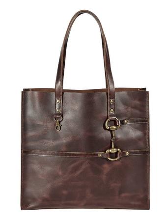 Snaffle Bit Leather Tote BROWN