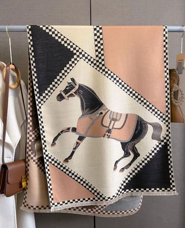 Horses in Blankets Acrylic Cashmere Scarf