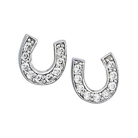 Sterling Silver CZ Mini Horseshoe Earrings