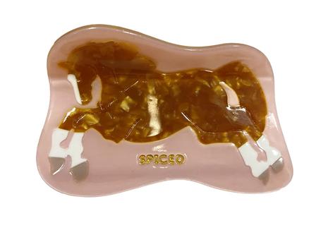 Prancing Pony Hair Clip CHESTNUT/PINK