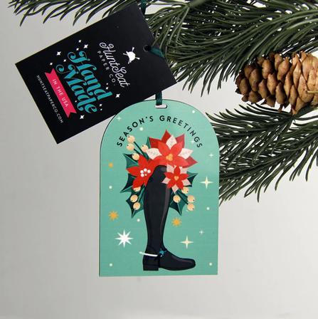 Tall Boot Seasons Greetings Ornament