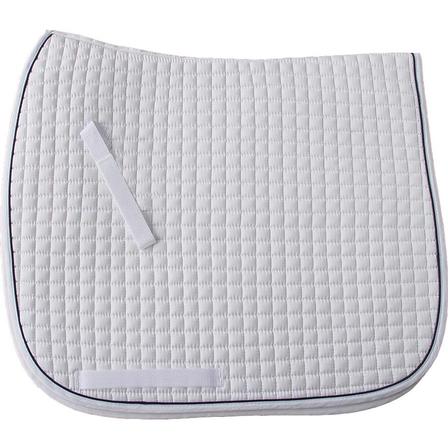 Cotton Quilted Dressage Square Pad with Piping - Extra Long WHITE/BLACK