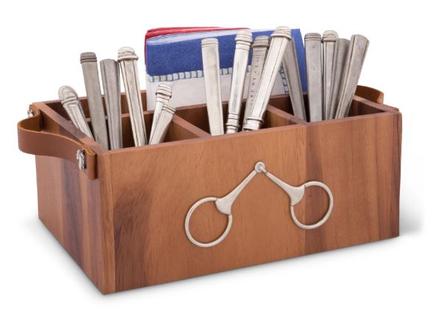 Flatware Caddy - Horse Bits & Leather Handles